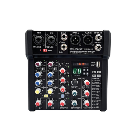 Image principale du produit TM 22 BU-DSP definitive audio - Table de mixage 4 entrées Bluetooth + MP3 + Echo DSP