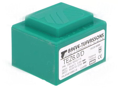 Image secondaire du produit Transformateur CI 2X6V 7VA primaire 230V
