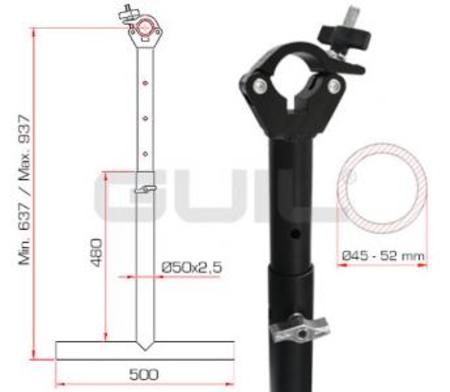 Image nº3 du produit Guil TTL-01 Suspension en T télescopique noire ajustable 637 à 937mm