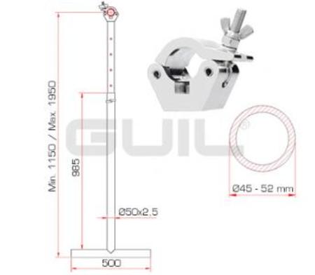 Image nº3 du produit Guil TTL-02 Suspension en T télescopique alu ajustable 1150 à 1950mm