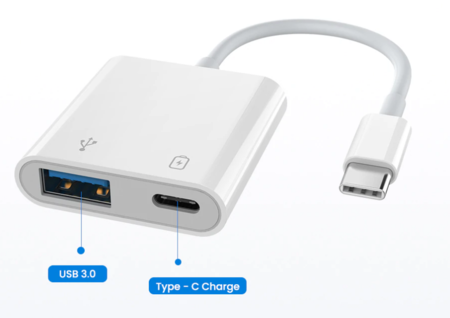 Image principale du produit Adpatateur usb 3 VERS usb-c avec alimentation 18W OTG pour smartphone