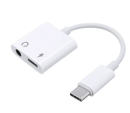 Adaptateur USB-c avec sortie Casque mini Jact TRS et repiquage USB-C pour  alimentation