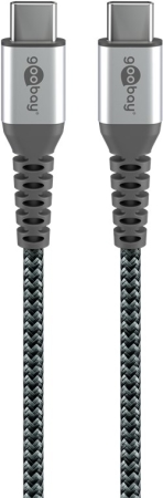 Image principale du produit USBC-USBC Goobay Câble USB-C vers USB-C Textile 2m – Charge Rapide 60W avec Connecteurs Métalliques