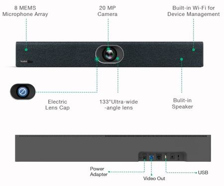 Image secondaire du produit UVC40-BYOD Yealink barre de son avec caméra 4k intégré avec hub USB pour petite salle de visio conférence