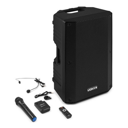 Image principale du produit VSA500 BP VONYX - Enceinte autonome 12 pouces sur batterie 1 micro main + 1 serre tête et cravate