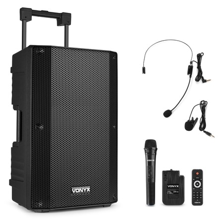 Image secondaire du produit VSA500 BP VONYX - Enceinte autonome 12 pouces sur batterie 1 micro main + 1 serre tête et cravate