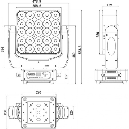 Image nº9 du produit Lyre Panel matrix Briteq Wizard5X5 25 leds 15W RGBW rotation pan et tilt infinie dmx et artnet