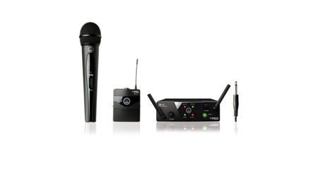Image principale du produit AKG WMS40MIN2/M-ISM Système HF double avec micro main et récepteur ceinture pour instrument