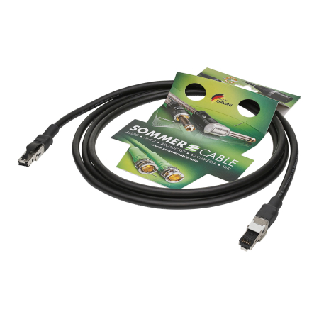 Image principale du produit X640-0500-SW sommer cable - Câble RJ45 avec Mercator CAT6 superflex PUR noir + 2 fiches RJ45C6XL longueur 5m