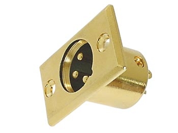 Image principale du produit CONNECTEUR XLR MALE DORE 3 BROCHES POUR CHASSIS