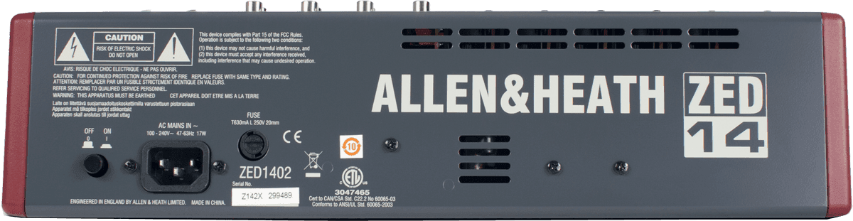 Image secondaire du produit Allen & Heath ZED-14 - mixage USB sans effet - 6 in mono, 4 stéréo, 4 AUX